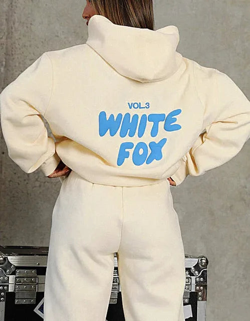 White Fox Hoodie Set