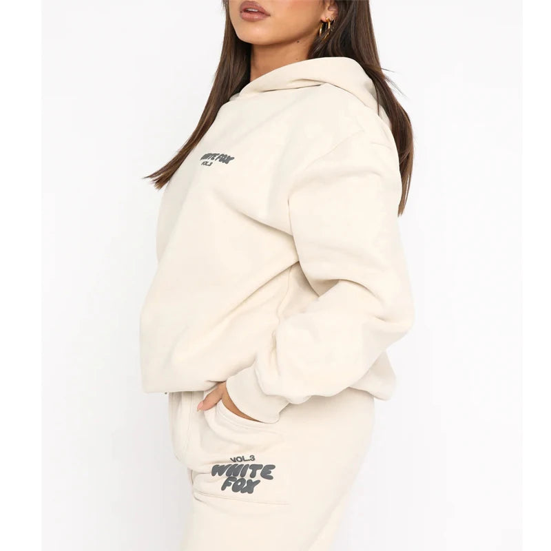 White Fox Hoodie Set