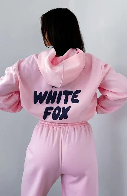 White Fox Hoodie Set