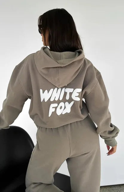 White Fox Hoodie Set